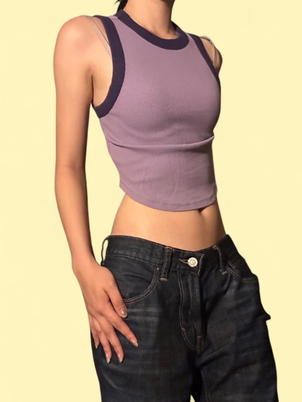 Wild Fable Purple High Neck Tank Top
